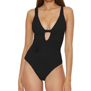 Becca Women's Garden Of Eden 3D Flower Trim Multifit One-Piece Swimsuit NEW